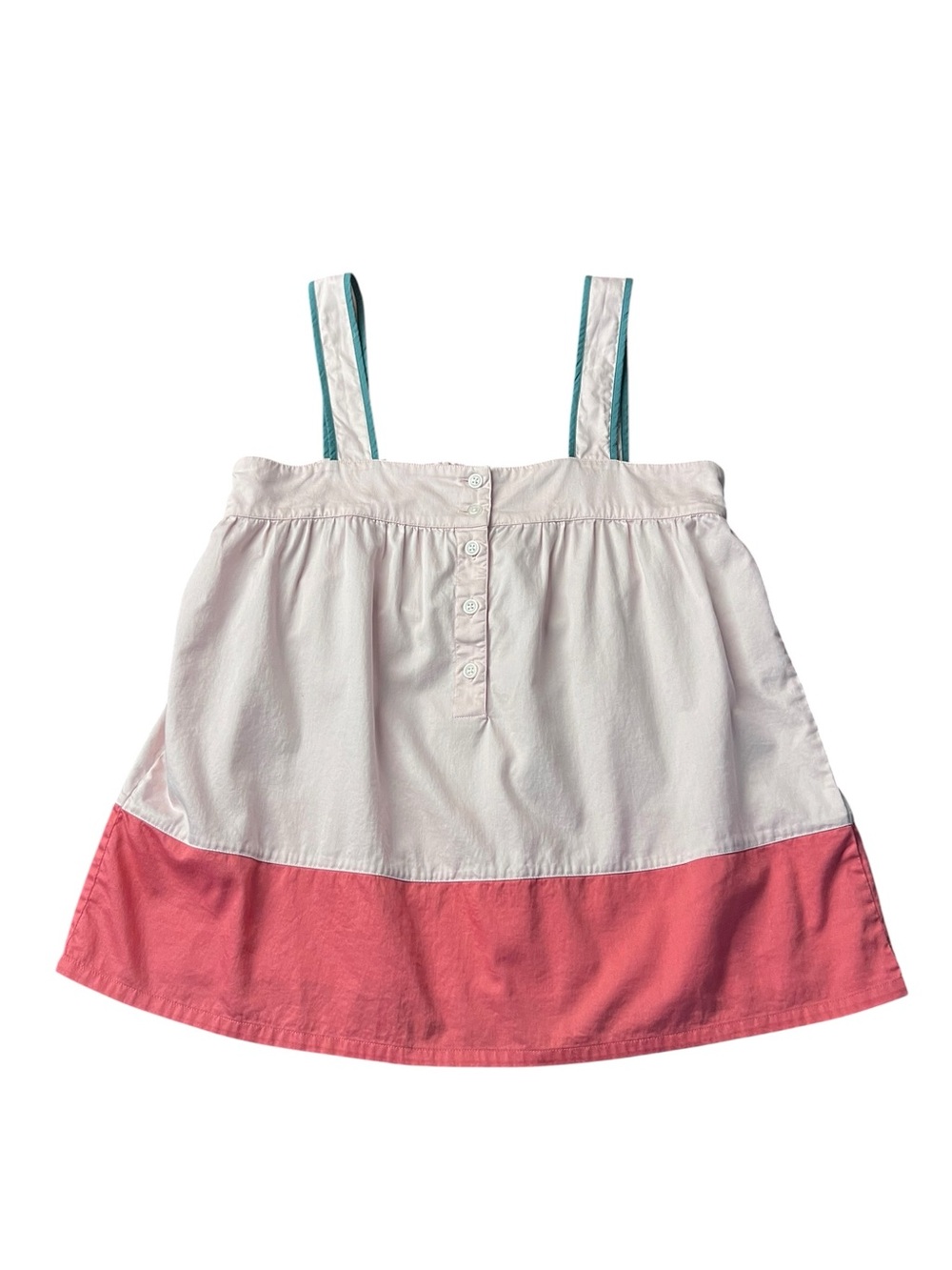 LAKE Women’s Colorblock Pink & Coral Tank Pajama Top with Teal-Trim Straps
